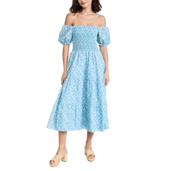Peixoto Dresses & Skirts - Peixoto Smocked Sky Jasmine Coco Midi Dress Size XS
